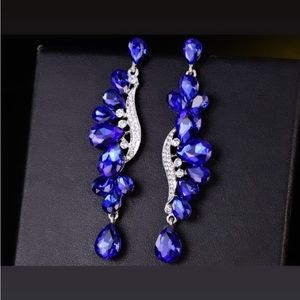 Sapphire Blue long drop earrings